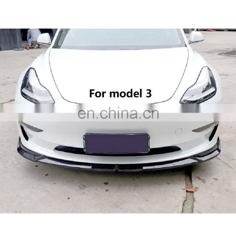 Gloss black Carbon fiber car bumper front lip for Tesla model-3 2019-2020 sport front lip for Tesla model-3 2019-2020