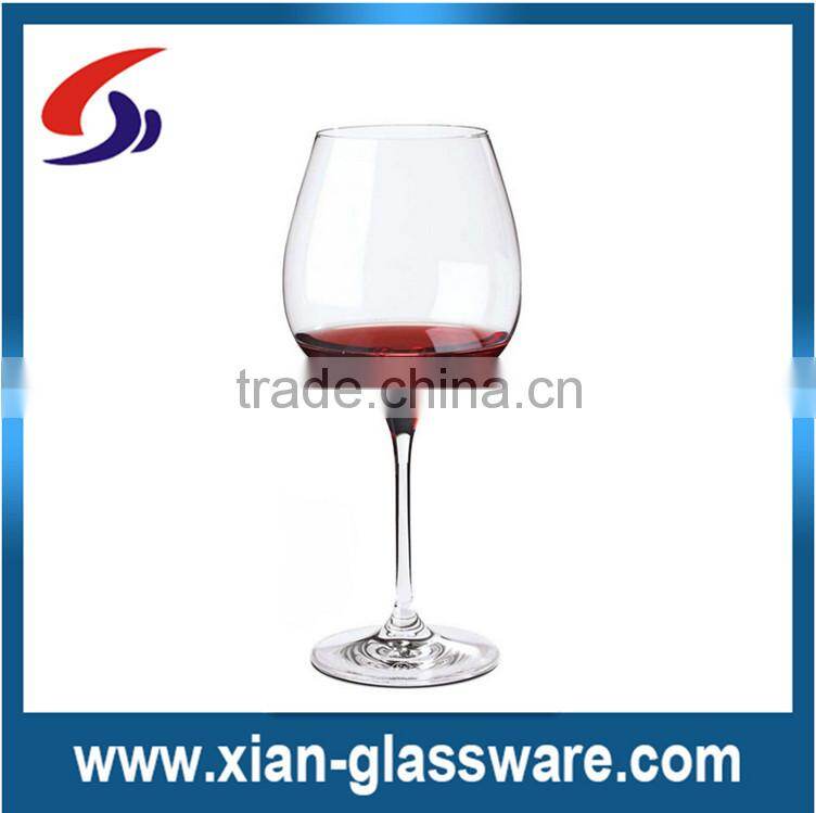 Promotional wholesale hand made clear red wine glass/long stem wine glass/goblet