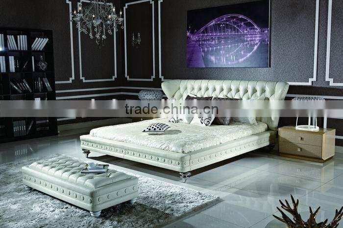 European style luxury leather bed/soft bed