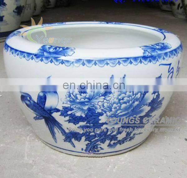 Big size chinese blue and white ceramic tree planters pots for wholesale
