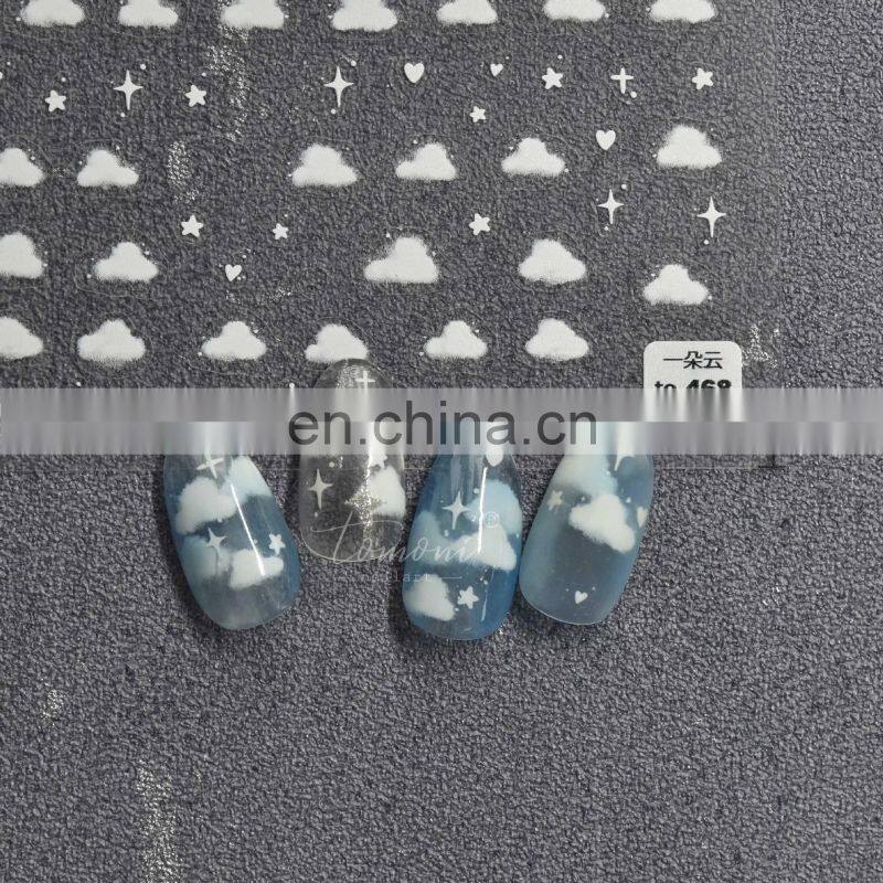 Hot Sell Ins FB Star Rainbow Cloud Japanese Nail Art Stickers 2 Designs Semi Self-Adhesive Nail Art 3D Decoration Sticker