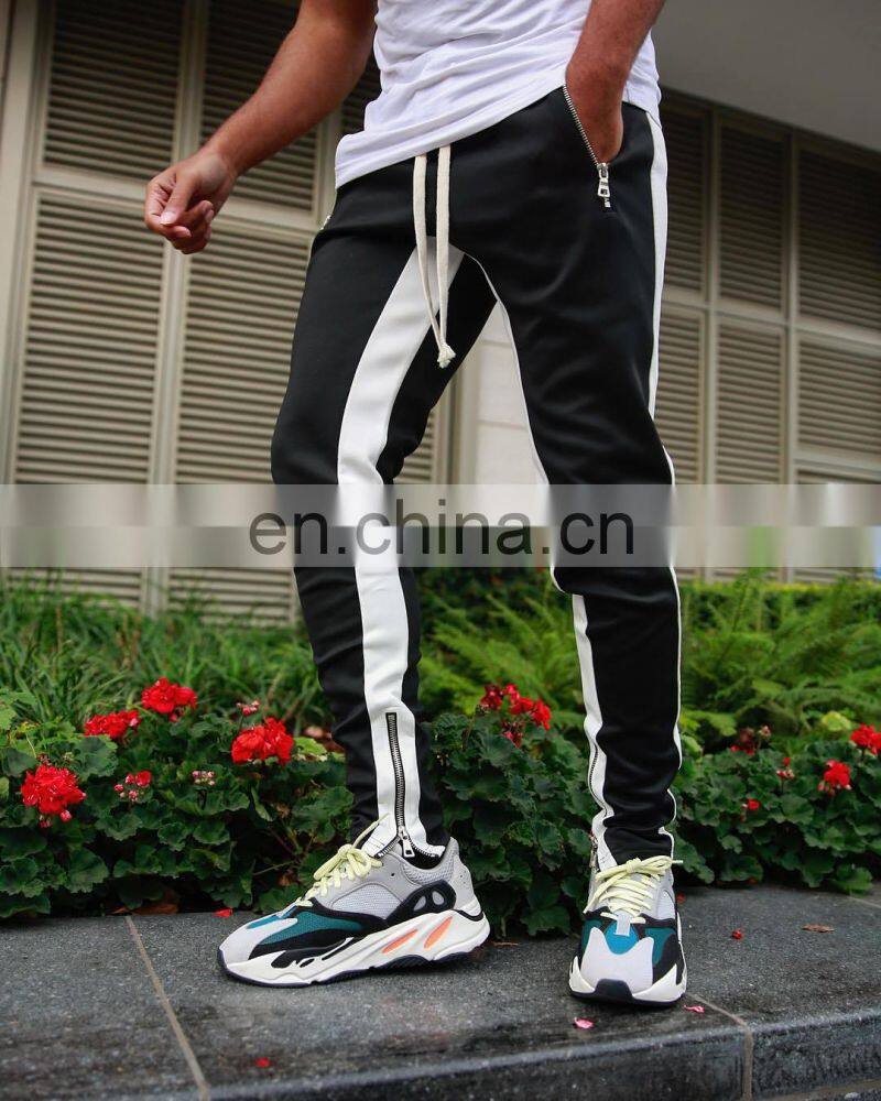 Summer drawstring trousers zipper double pocket long men's sports casual pants