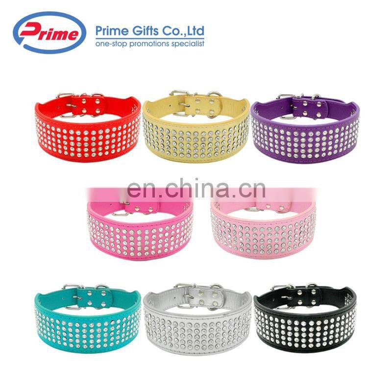 Wholesale PU Leather Luxury Bling Dog Collar with Custom Logo