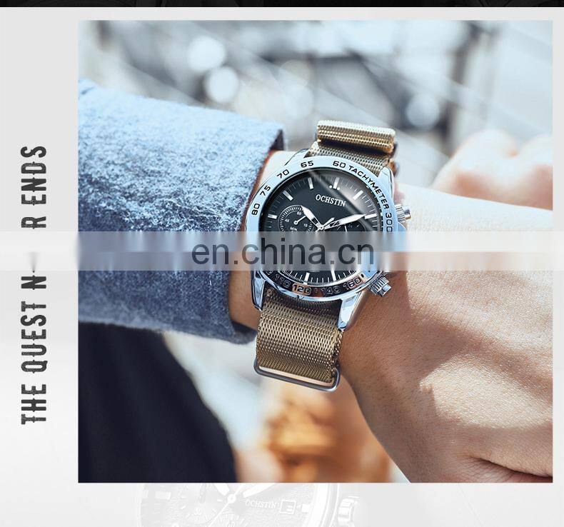Ochstin 6117B Fashionable Nylon Quartz Watches Waterproof Chrono New Casual Wristwatch Mens