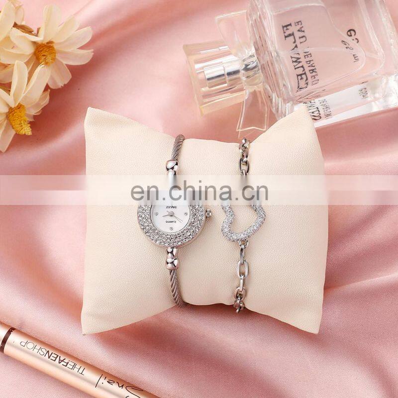 ZONMFEI ZM033-B 2Pcs Sets Ladies Quartz Wristwatch Bracelet Gift Box Women's Watch Set