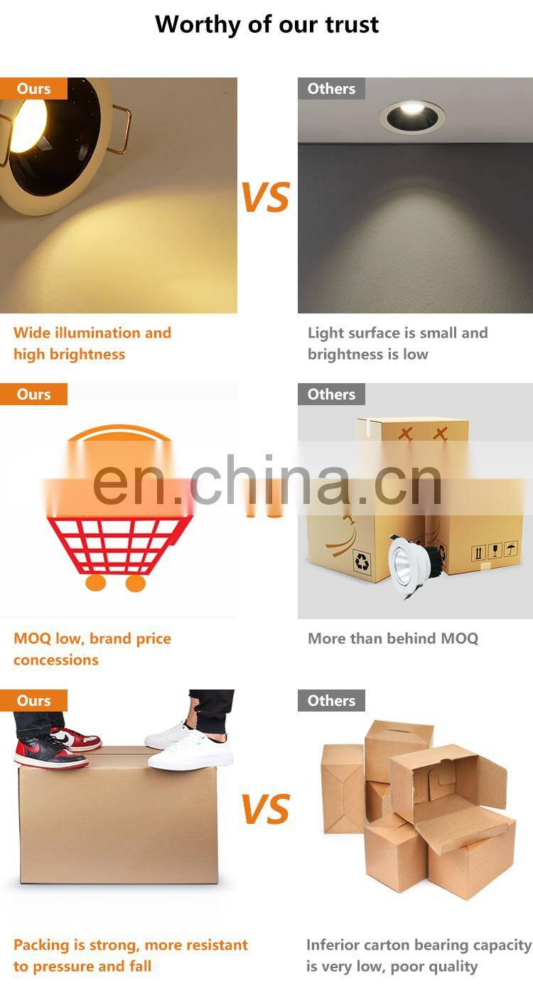 Energy Saving White Trim Recessed Spot Light Ceiling Fixture Indoor 7W COB LED Downlight
