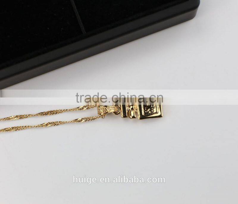 2015 Yiwu Simple Design Jewellery Hot Sales Brass Chain Gold Plated Pendant Necklace