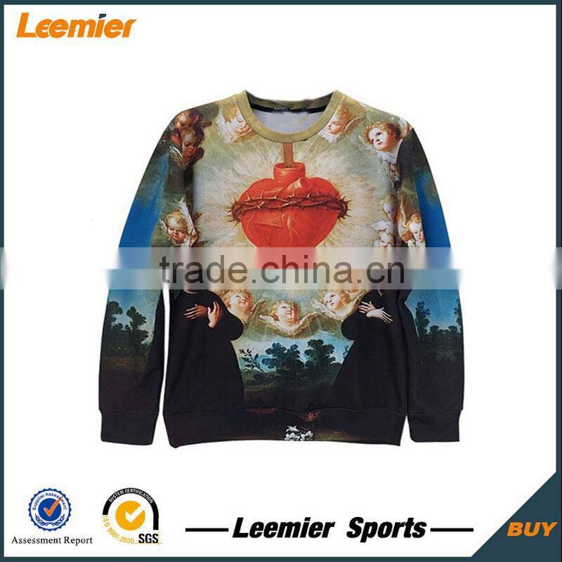 OEM service all over digital printing custom design sublimation crew neck sweatshirt