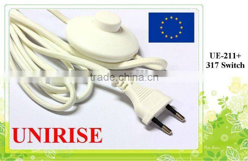 EU lamp and light power cord with textile braided cable