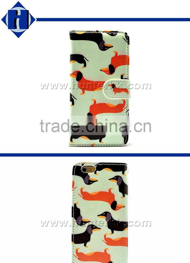 Dog Design Printed Leather Book Case For iPhone 6S