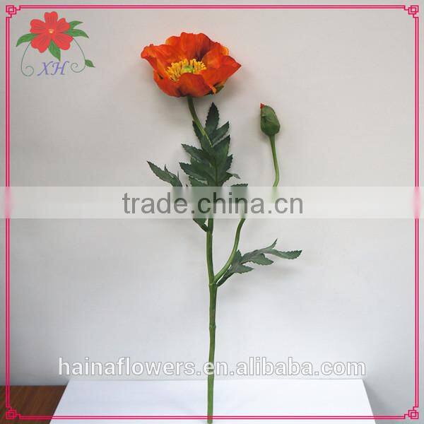 Red color decoration artificial poppy flower wholesale