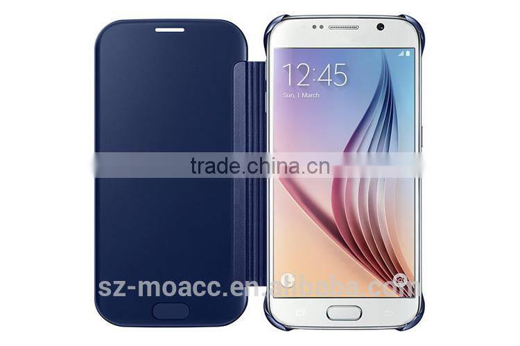 Clear View Hyperbolic Mirror Flip Smart Leather Case Cover for Samsung Galaxy S6