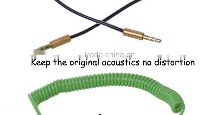 Spring Cable with UL approval Made in China new design coiled flexible spring cable Cheap price 3.5mm to 3.5mm jack audio cable