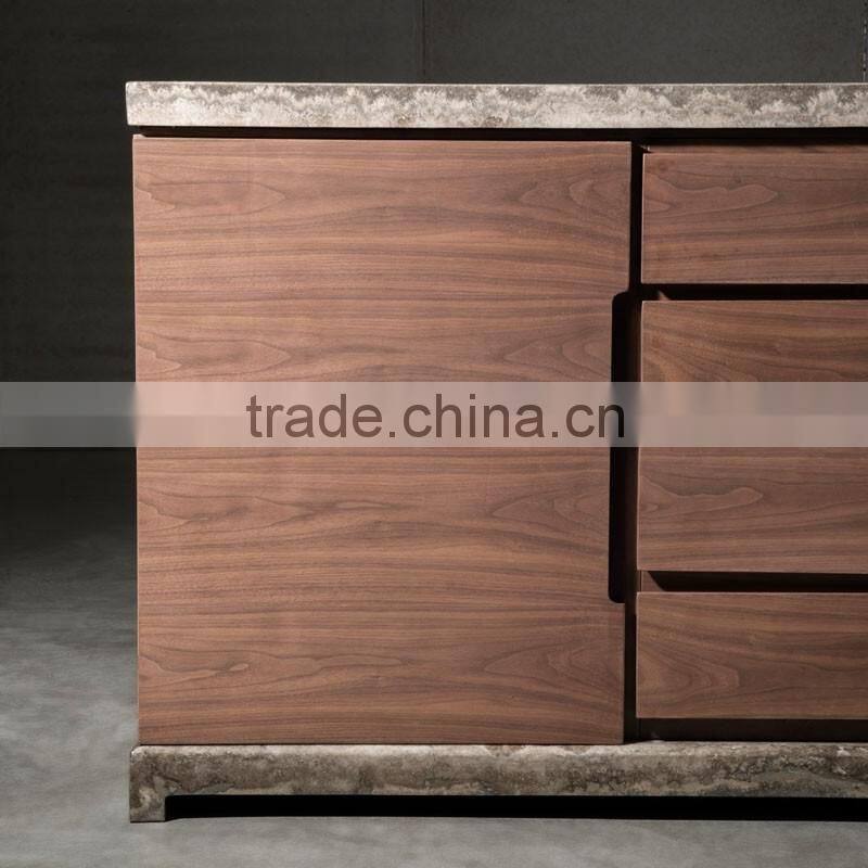 Travertine Top Wood Side Cabinet Design With Drawers Latest Design For Dining Room Use