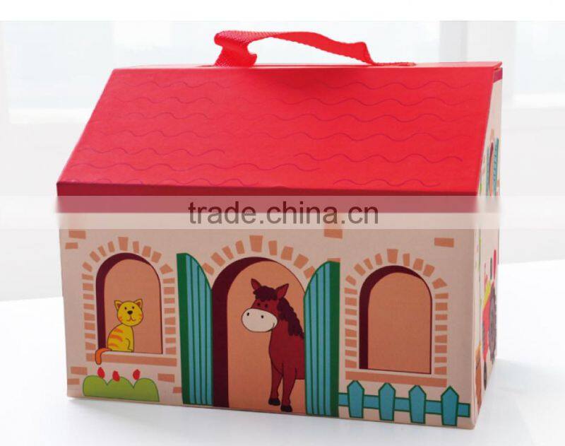 christmas gift set portable play set-farm set 9 different animals in a house box learning toy manufacturer
