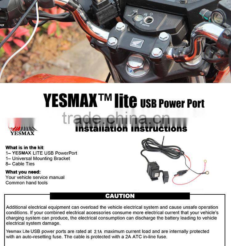 GoldRunhui D0301 12V Motorcycle dual port usb car charger with fuse holder