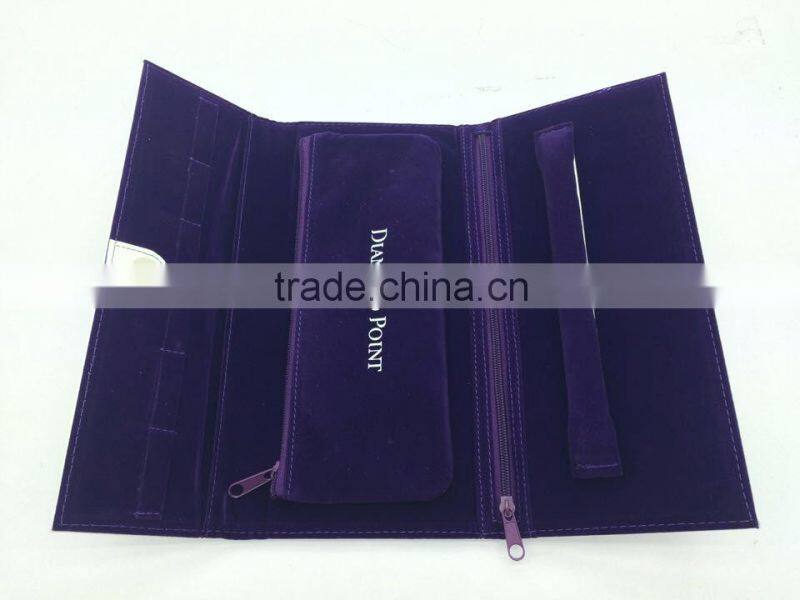 Exquisite Fashion Purple PU Leather Jewelry Wallet Organizer
