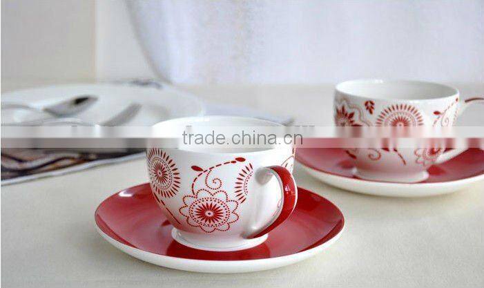 Lovely design ceramic porcelain tea set with cup saucers and ladle