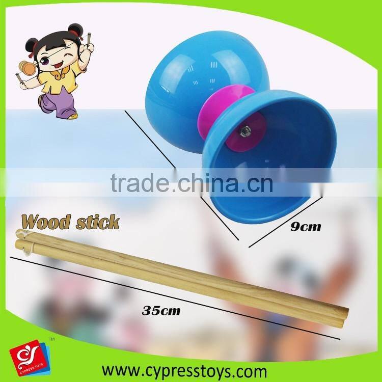 Kids educational play game wooden handle diabolo