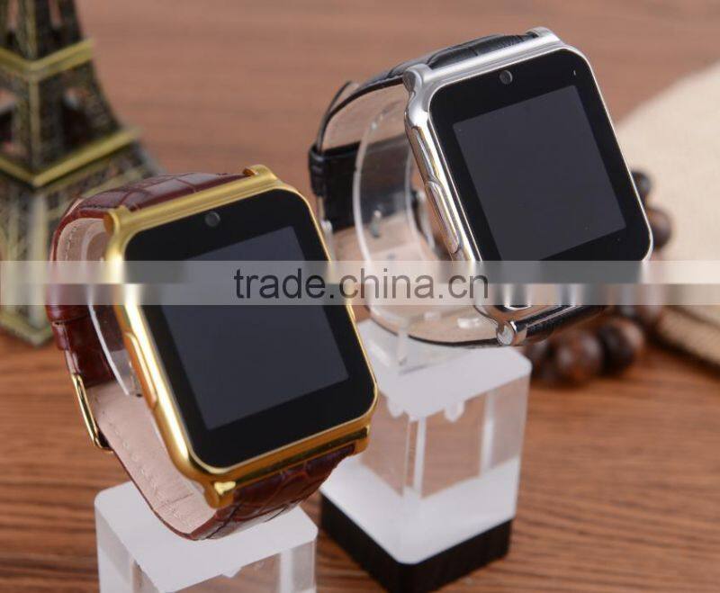 15$ W90 Bluetooth Smart Watch 6260A Men Luxury Leather Business Wristwatch Knight Full View HD