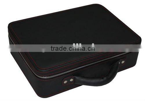 Elegant 10 piece black Leather portable watch box