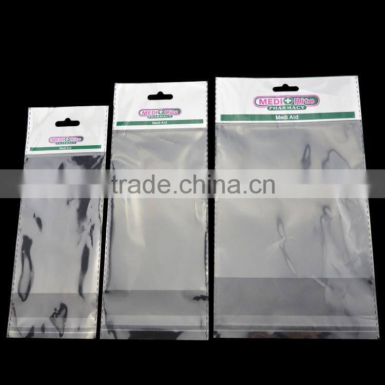 factory opp self adhesive plastic bag custom size with printing header for gift packing