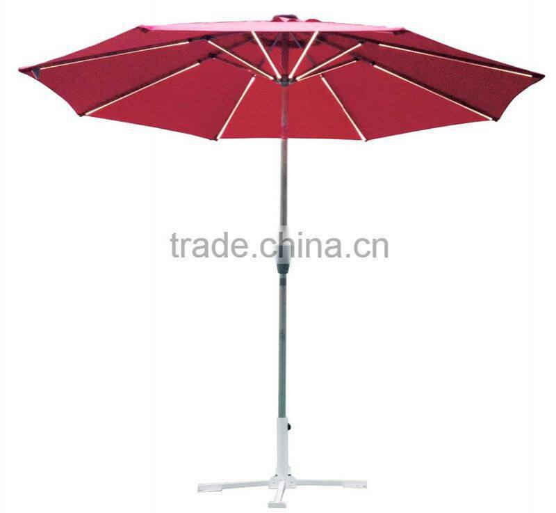 2015 cheapest 3.0m garden patio umbrella with 32 solar led light