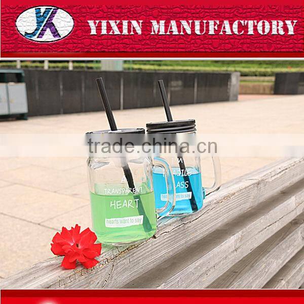 wholesale 16oz glass mason jars with straw lid