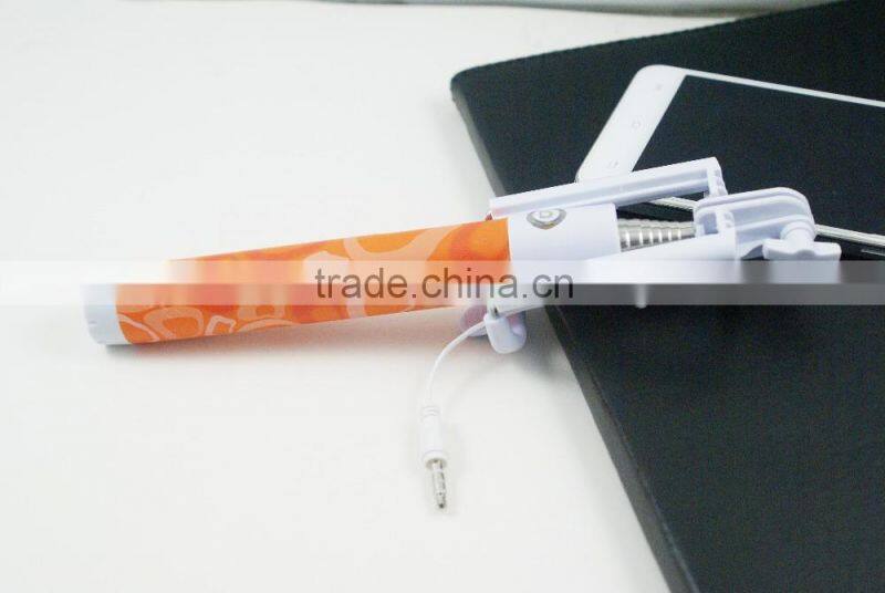 Monopod Cable Wired Selfie Stick Sefie for mobile phone camera antiskid pattern monopod