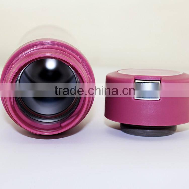 new style double wall stainless steel vacuum thermos flask ,lock button design lid