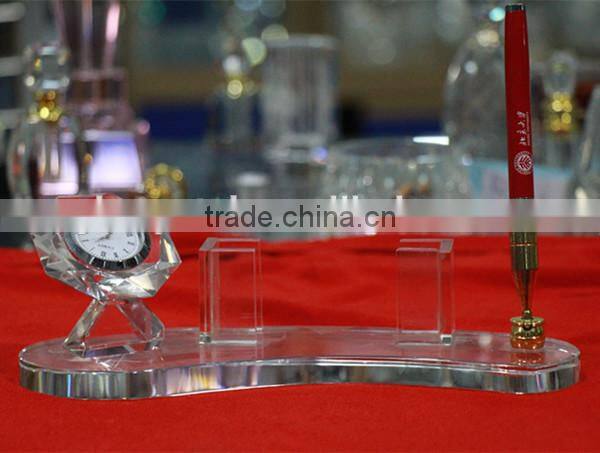 Delicacy Crystal Pen Holder With Electronic Watch