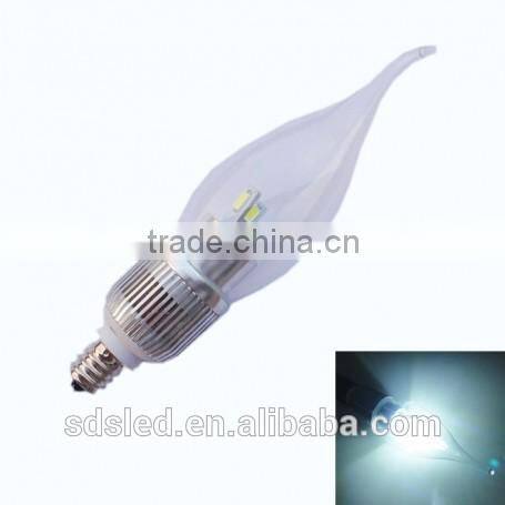 LED Candle bulb E12 3W LED Candle Bulb SMD5630 Cool White Silver candle lamp