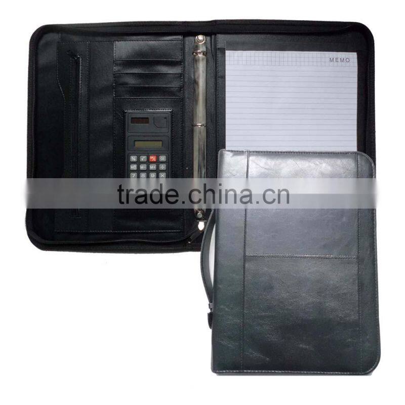 Custom Design Handle A4 Leather Bound Padfolio Folder