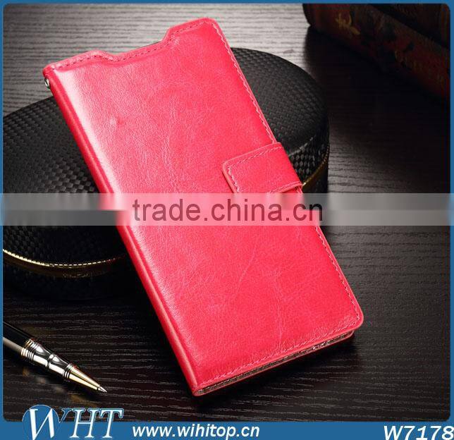New Products Crazy Horse Skin Leather Wallet Case for Sony Xperia Z5