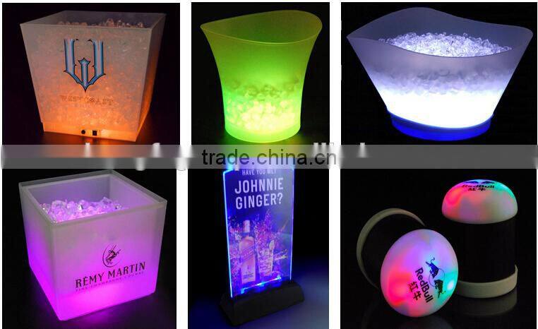 plastic battery light up LED ice bucket illuminated ice buckets