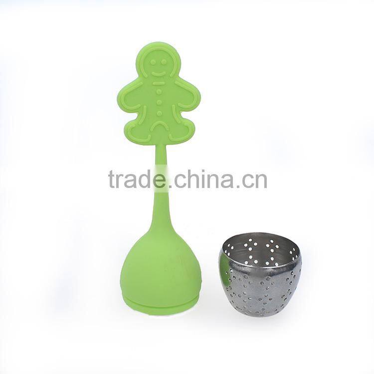 Silicone tea strainer with stainless steel Christmas gifts.