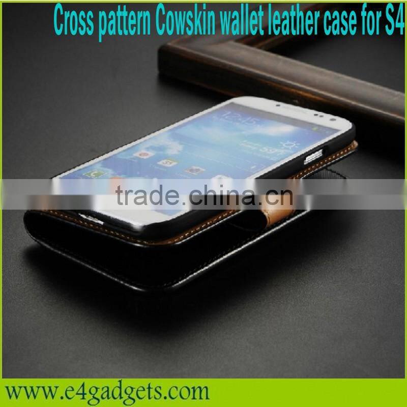 Genuine leather Cross pattern cover case for samsung galaxy s4 active i9295