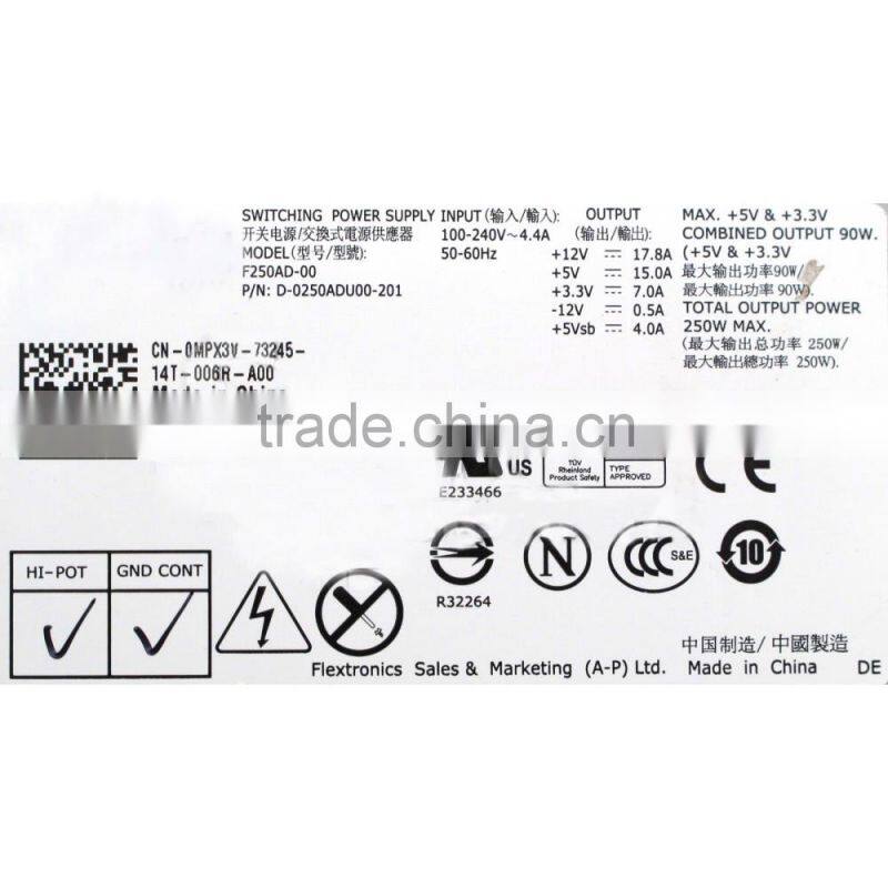 For Dell OptiPlex 390 990 620s 790 DT 250W power supply MPX3V 0MPX3V L250NS-00 D250AD-00 H250AD-00