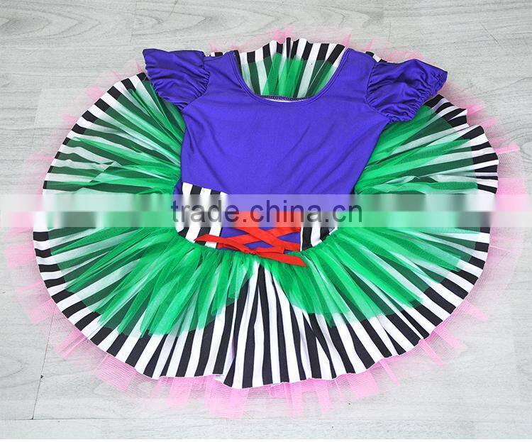 kids ballet skirt, short Sleeve girls camisole ballet tutu, Rainbow Stripe Princess Tutu Dress kids dancewear