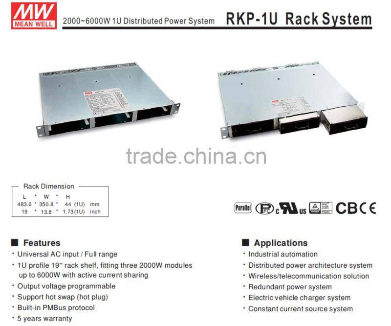CE MEC approved meanwell rkp-1u rack system power supply 6kw 24v 240a