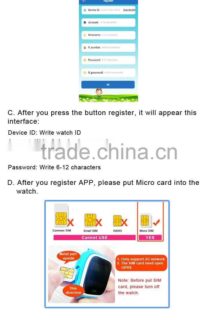 New Products 2016 Children/Kids Safe GPS Tracking Watch Device