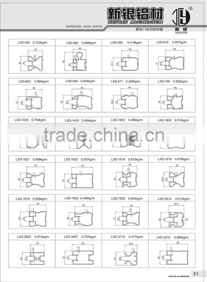 Wood Color Side Stile Aluminium Profile For Sliding Door