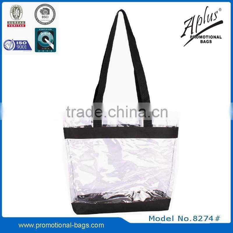 2015 Portable plastic transparent PVC handbag tote bag
