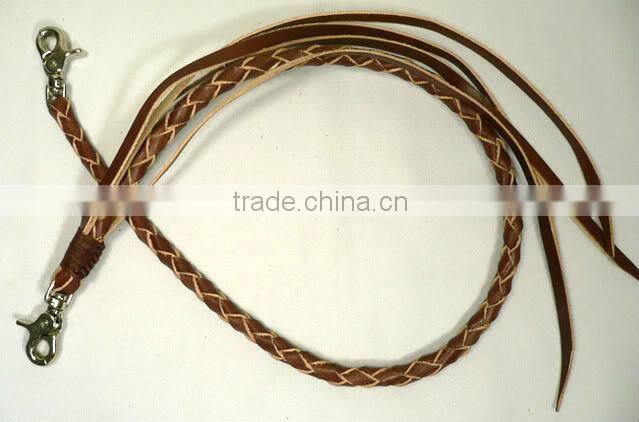 Grain leather/PU leather braied short lanyard