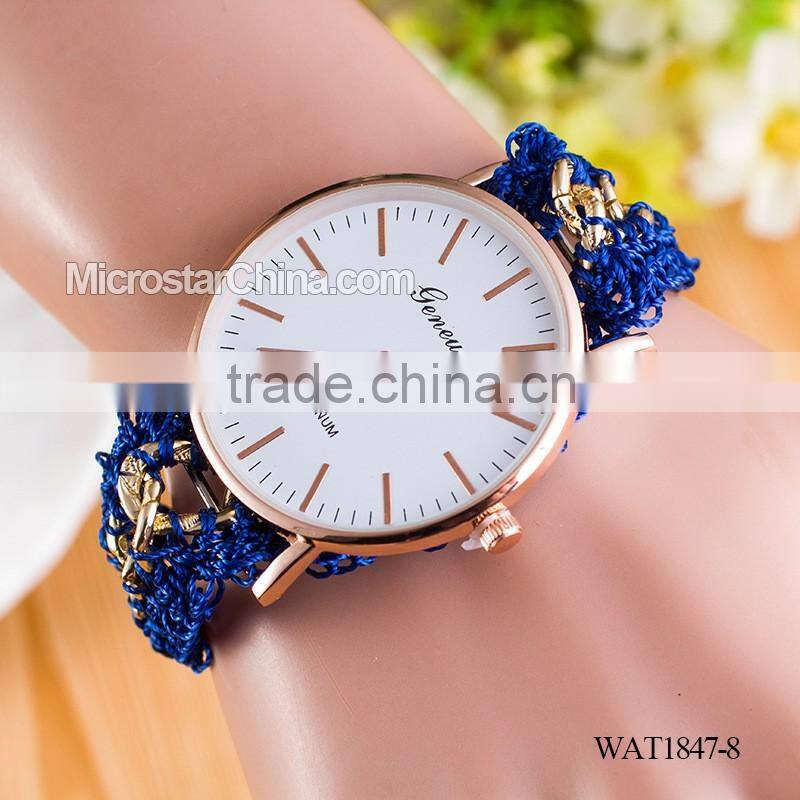 Women New Classic Geneva Ethnic Braided Analog Quartz Chain Bracelet Wrist Watch