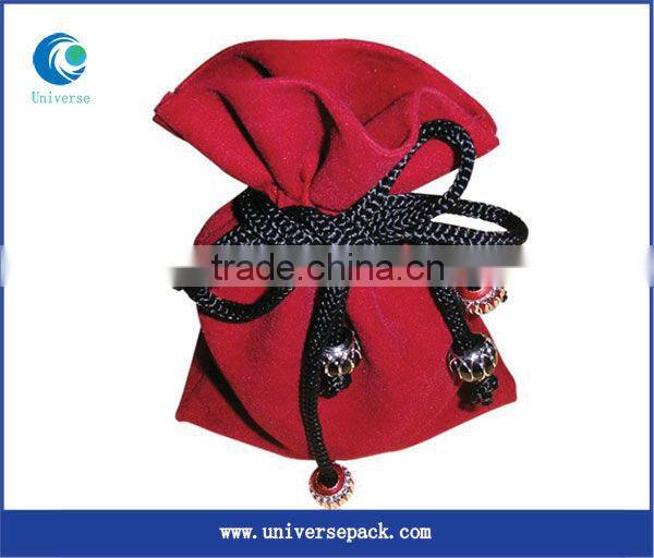 drawstring velvet pouches gift bag with logo printing