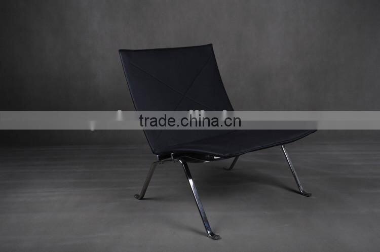 304# stainless steel ergonomic leather chaise lounge pk22 chair replica