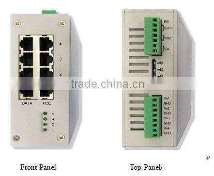 4 ports Wide Range DC Input Gigabit DIN Railed POE Injector