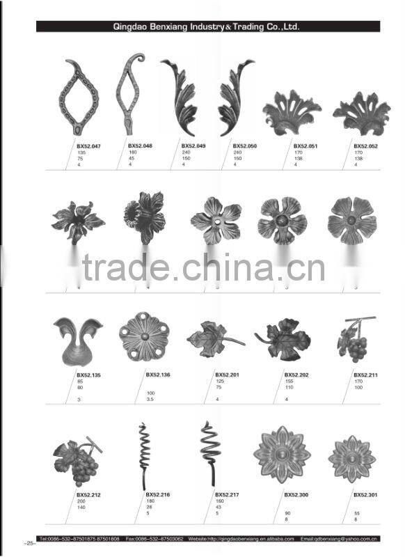 ornamental wrought iron casted iron flowers and leaves used on fence,stairing,gate