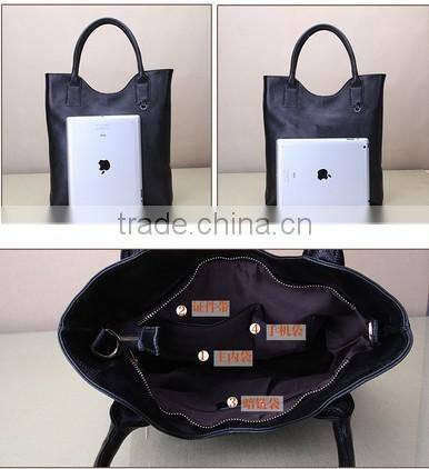 Genuine leather Sample zip closure handbag top handle tote bag